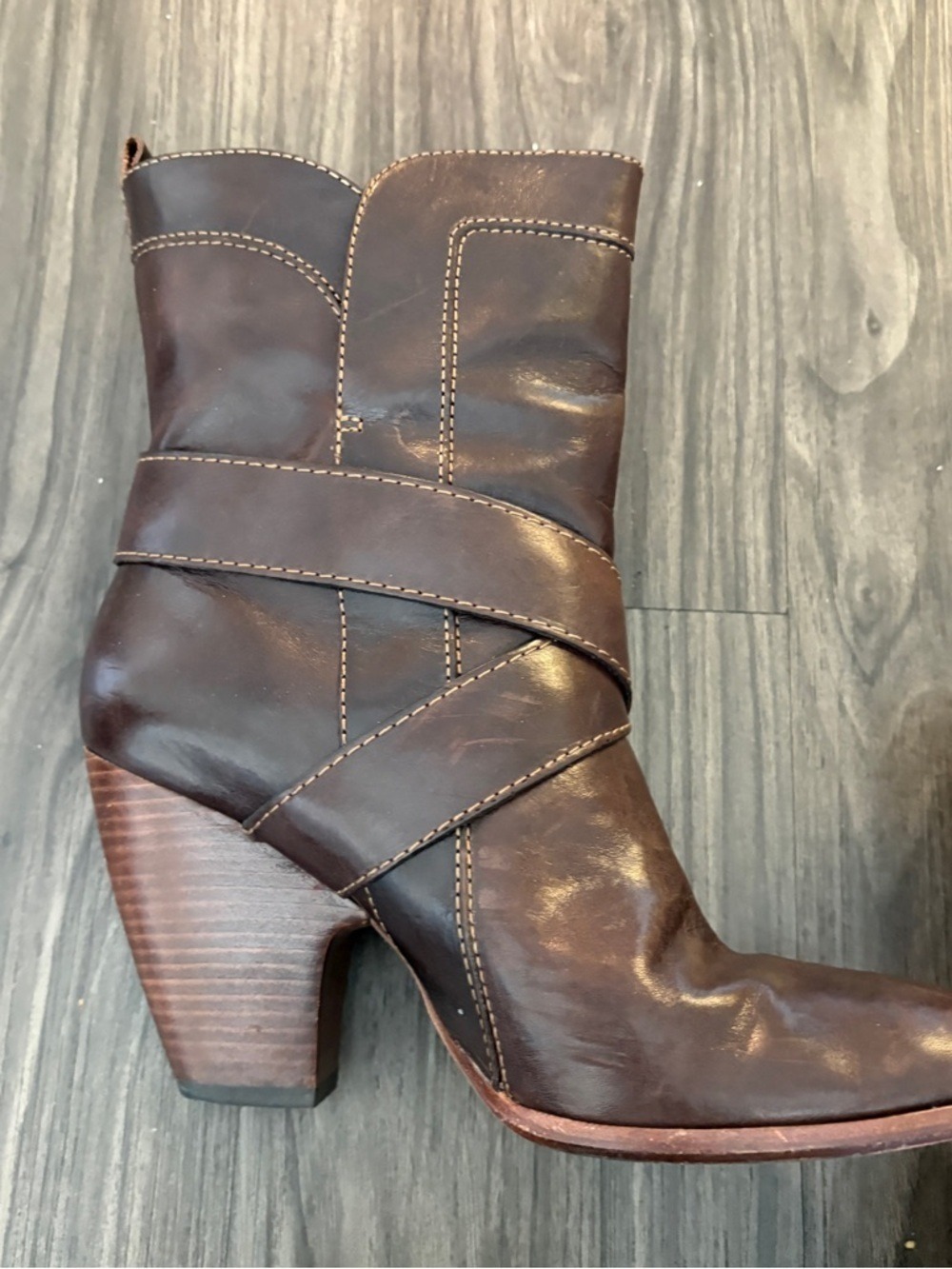 Frye Brown Leather Heeled Boots - Picture 3 of 8